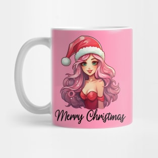 Pink Haired Girl - Merry Christmas (Black Lettering) Mug